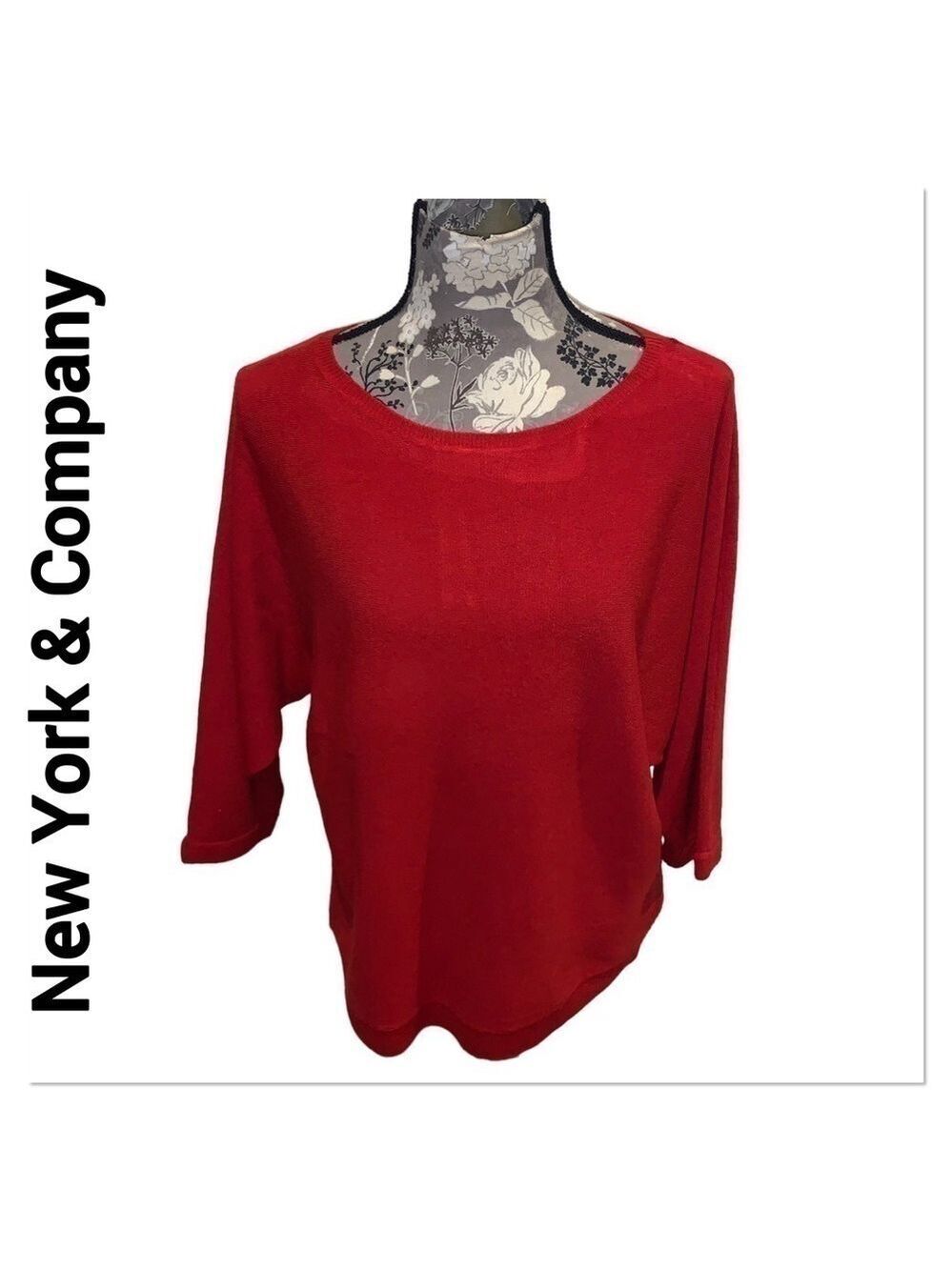 NEW YORK & COMPANY Red Dolman Sleeve Sweater size medium